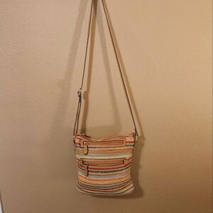 GIANI BERNINI Multicolored Straw Woven North South Small Crossbody